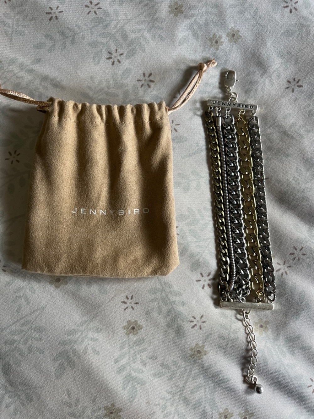 Jenny Bird Two-Tone Layered Chain Cuff Bracelet in Silver and Gold